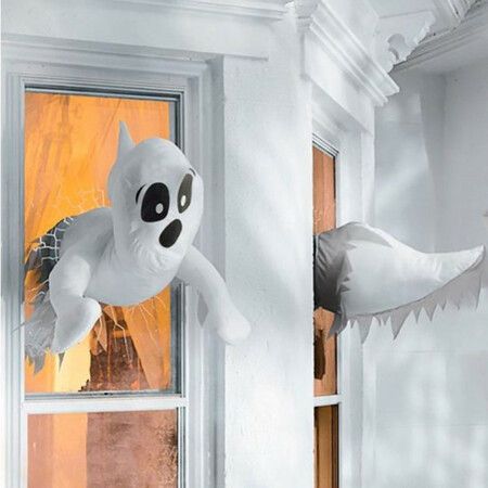 Window Crasher Ghosts Halloween Decorations Hanging Ghost Outdoor Indoor Cute Ghost Party Decorations Halloween Ghost Stuffed Animal Halloween Flying White