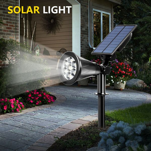 2 Pack Solar Lights Outdoor Garden Landscape Spotlights Waterproof Auto/Adjustable 2-in-1 RGB Bright and Dark Sensing Changing & Fixed Color for Yard Pathway