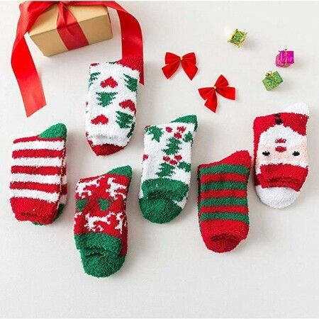 Womens Christmas Fuzzy Socks Winter Warm Cozy Socks Soft Fluffy Cartoon Monster Socks Athletic Indoor Socks for Women