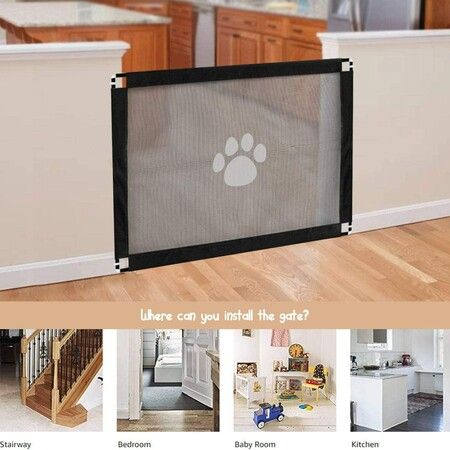 Folding Dog Mesh Barrier Fence Portable Safety Pet Supplies Enclosure Stairs Gate