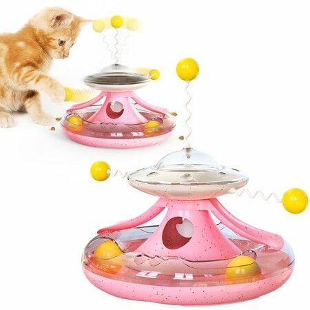 Cats Turntable Toy Slow Feeder Funny Cats Ball Circle Tracks Pet Food Dispenser Puzzle Interactive Toys