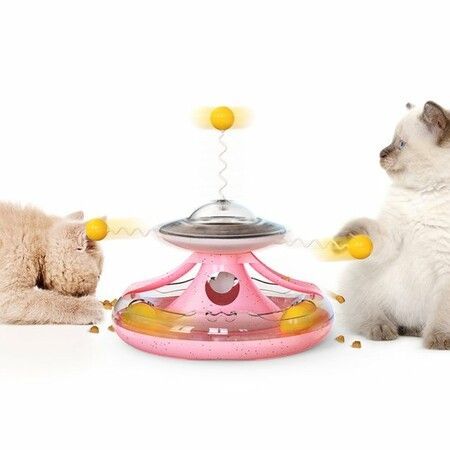 Cats Turntable Toy Slow Feeder Funny Cats Ball Circle Tracks Pet Food Dispenser Puzzle Interactive Toys