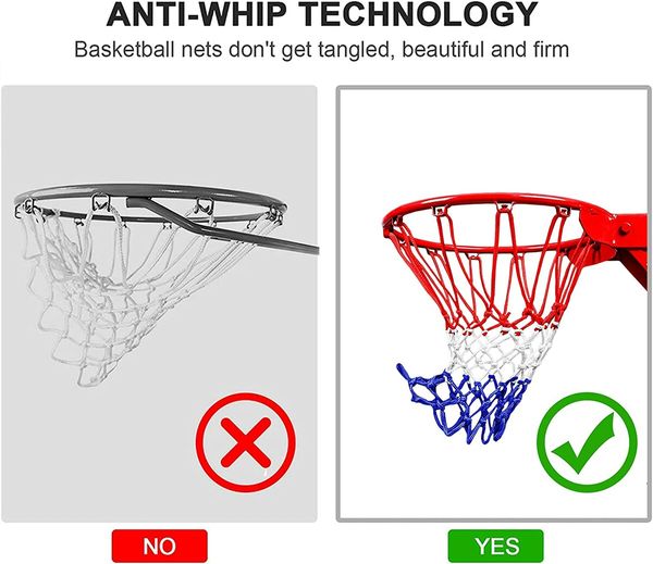 Basketball Net Outdoor,Upgrade Thick Professional Basketball Net Replacement Heavy Duty,All Weather Anti Whip Color Never Fade - 12 Loops (Red White Blue)