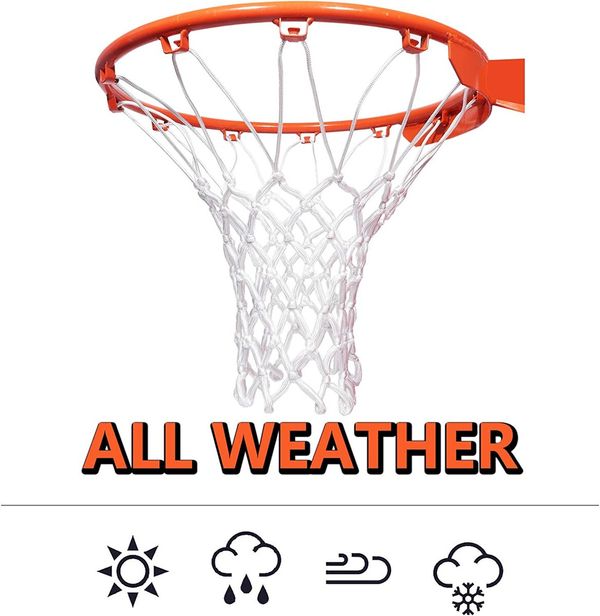 Basketball Net Replacement Heavy Duty Net in All Weather for Indoor and Outdoor - 12 Loops Rim (White)