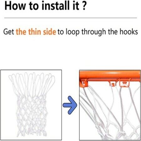 Basketball Net Replacement Heavy Duty Net in All Weather for Indoor and Outdoor - 12 Loops Rim (White)