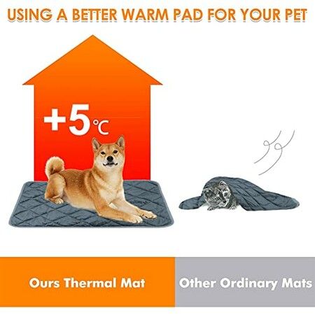 58X88cm Self Warming Pet Mat Thermal Dog Crate Pad for Indoor Outdoor Pets Washable Anti-Slip Kennel Mat for Large Dogs  Grey