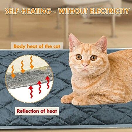 58X88cm Self Warming Pet Mat Thermal Dog Crate Pad for Indoor Outdoor Pets Washable Anti-Slip Kennel Mat for Large Dogs  Grey