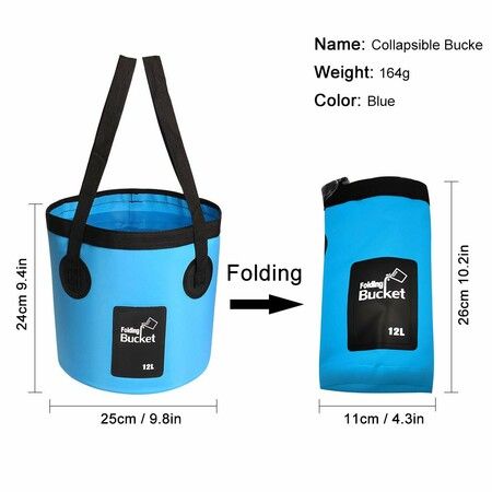 12 L Collapsible Bucket with Handle Multifunctional Foldable Water Container for Camping/Hiking/Traveling/Fishing/Washing/Gardening(Blue)