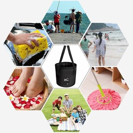 12 L Collapsible Bucket with Handle Multifunctional Foldable Water Container for Camping/Hiking/Traveling/Fishing/Washing/Gardening(Black)