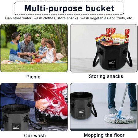 12 L Collapsible Bucket with Handle Multifunctional Foldable Water Container for Camping/Hiking/Traveling/Fishing/Washing/Gardening(Black)