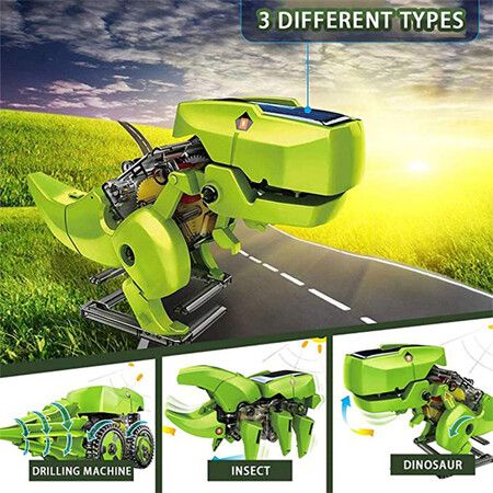 Dinosaur STEM Solar Robot Toys for Kids, 3 in 1 Building Sets, Educational Kit for Boys 5-12,School, Family Creative Activities