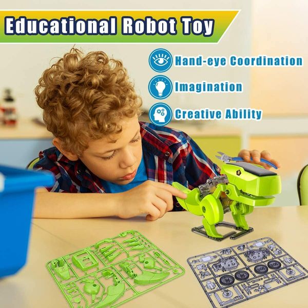 Dinosaur STEM Solar Robot Toys for Kids, 3 in 1 Building Sets, Educational Kit for Boys 5-12,School, Family Creative Activities