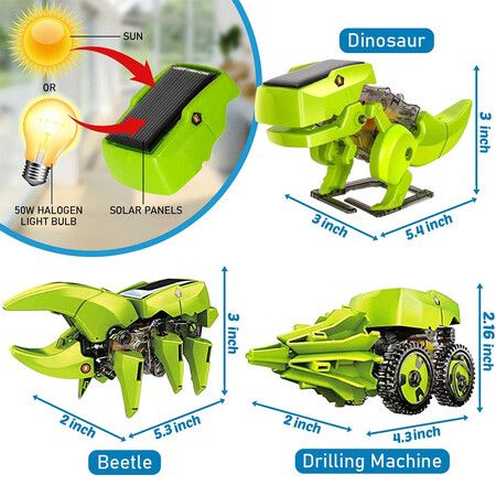 Dinosaur STEM Solar Robot Toys for Kids, 3 in 1 Building Sets, Educational Kit for Boys 5-12,School, Family Creative Activities