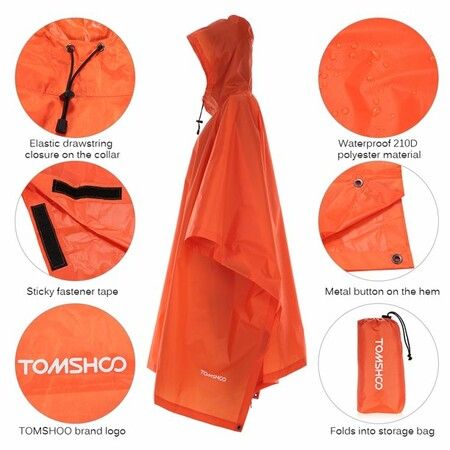 Multifunctional Raincoat with Hood Portable Hiking Cycling Poncho Outdoor Camping Tent Mat