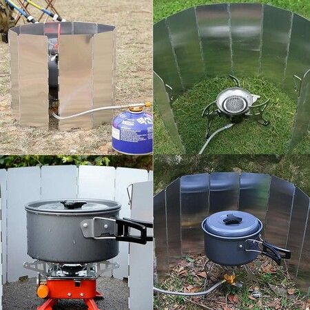 Camping Folding Stove Windshield 12 Plate Ultralight for Stoves