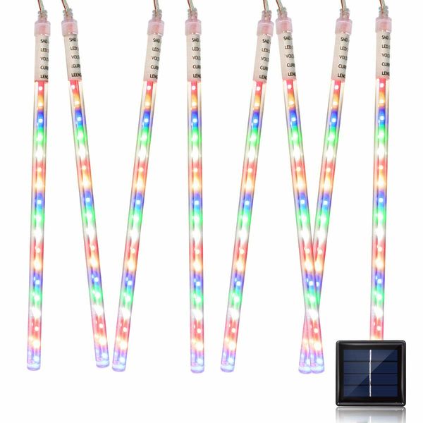 8 Tubes 50cm 288LED Solar Powered  Waterproof Snow Falling Lights Meteor Shower Lights Christmas Outdoor Home Patio Wedding Decorations Colorful