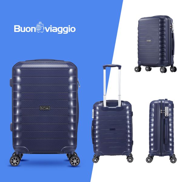 Luggage Set Carry On Suitcase 3PCS Travel PP Lightweight Rolling Spinner Wheels TSA Lock Double Zipper Aluminium Trolley Royal Blue