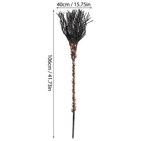 Broomstick Luminous Halloween Witch Broom Creative Party Props for Outdoor Garden Courtyard Decoration