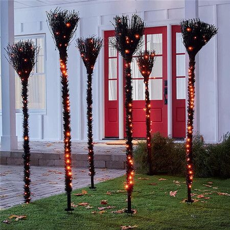 Broomstick Luminous Halloween Witch Broom Creative Party Props for Outdoor Garden Courtyard Decoration