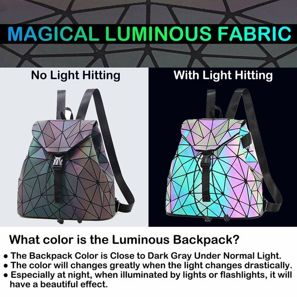 BAOBAO ISEY Geometric Backpacks Luminous Purse and Handbag Holographic Reflective Bags