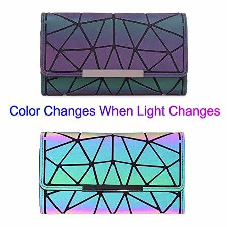 BAOBAO Geometric Purse for Women Magical Changeable Square Purse Large Holographic Luminous Purse Multi-change Crossbody Bag Gifts