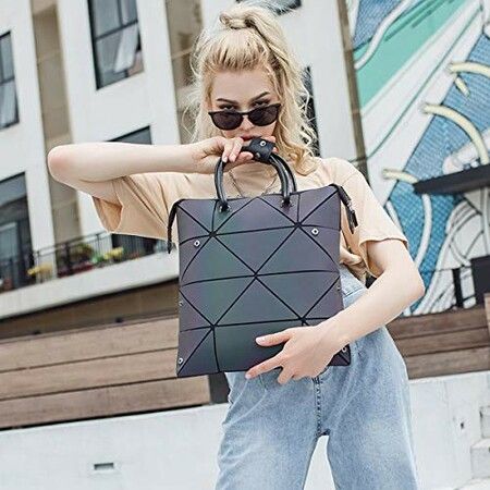 BAOBAO Geometric Purse for Women Magical Changeable Square Purse Large Holographic Luminous Purse Multi-change Crossbody Bag Gifts