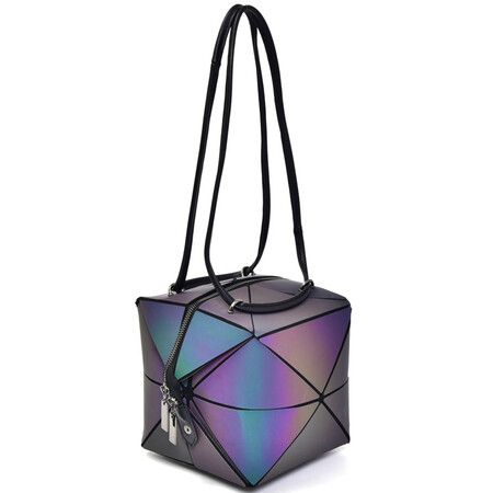 BAOBAO Geometric Purse for Women Magical Changeable Square Purse Large Holographic Luminous Purse Multi-change Crossbody Bag Gifts