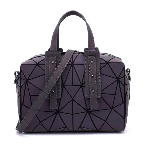 BAOBAO ISEY Geometric Luminous Shard Lattice Holographic Tote Bags