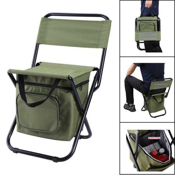 Fishing Folding Chair with Cooler Bag Portable Camping Stool Cooler Bag for Fishing/Beach/Outing