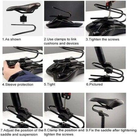 Bicycle Seat Shock Absorber Bike Saddle Suspension Device Max Load: 220lbs, Spring Steel, Black