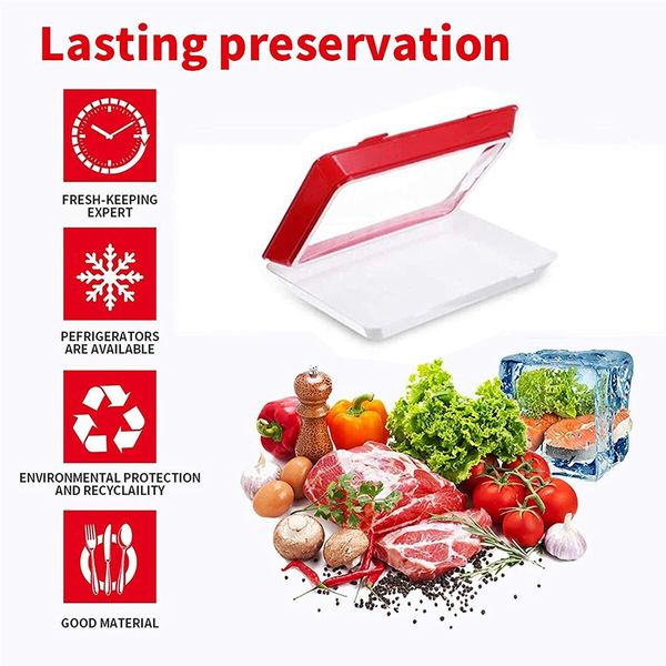 Food Plastic Preservation Tray for Vegetable Fruit Meat Kitchen, Office (2 Pack)