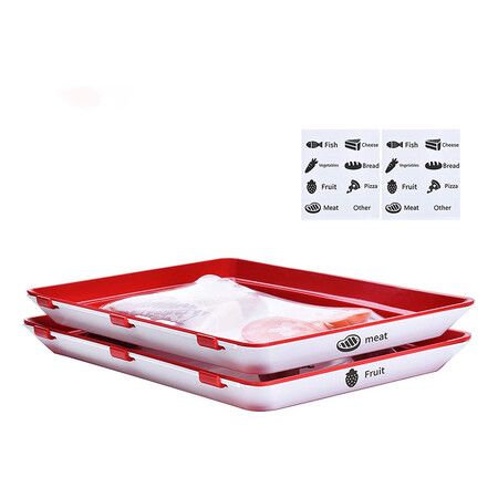 Food Plastic Preservation Tray for Vegetable Fruit Meat Kitchen, Office (2 Pack)