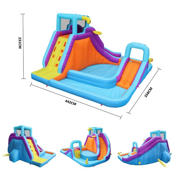 Inflatable Water Park Jumping Castle World Bouncer Trampoline Slide Play Pool Splash Game Toy Blow Up Outdoor 