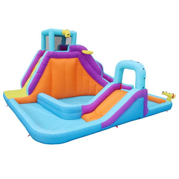 Inflatable Water Park Jumping Castle World Bouncer Trampoline Slide Play Pool Splash Game Toy Blow Up Outdoor 