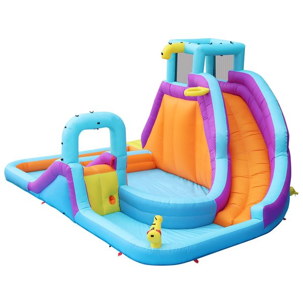 Inflatable Water Park Jumping Castle World Bouncer Trampoline Slide Play Pool Splash Game Toy Blow Up Outdoor 