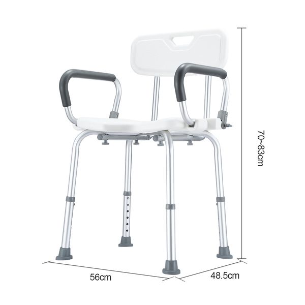 Shower Chair Seat Bath Stool Adjustable Bathroom Furniture Bathtub Seating Bench for Elderly Disabled with Arms 