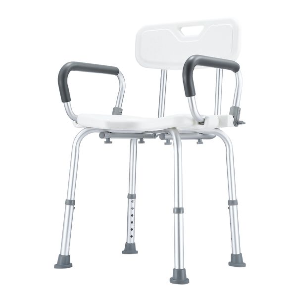 Shower Chair Seat Bath Stool Adjustable Bathroom Furniture Bathtub Seating Bench for Elderly Disabled with Arms 