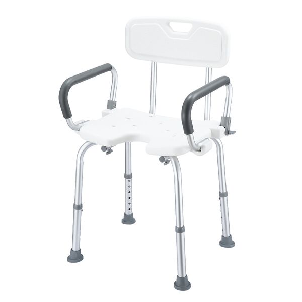 Shower Chair Seat Bath Stool Adjustable Bathroom Furniture Bathtub Seating Bench for Elderly Disabled with Arms 