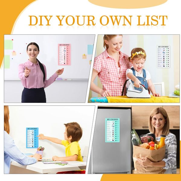 4 Pcs Chore Chart Checklist Board  Do List  Plastic DIY Routine Chart My Chores Kids Checklist with 10 Card Paper Daily Checklist for Home Travel Planning