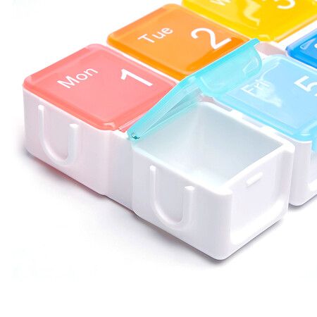 Weekly Pill Organizer, Automatic Pill Dispenser Elderly, 7 Day Pill Box with 4 Alarm Reminder, Detachable and Portable Travel Pill Dispenser