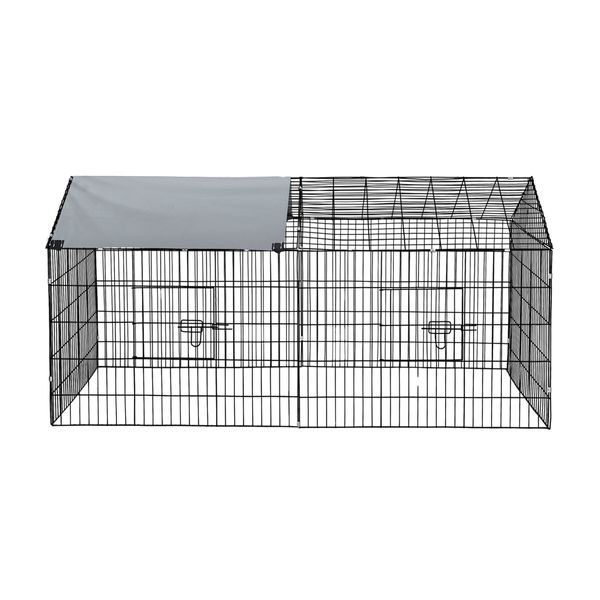 Chicken Run Coop Rabbit Hutch Dog Cat Enclosure Crate Kennel Pen Pet Cage Playpen Chook Puppy Ferret Bunny House Roof Cover Metal XL