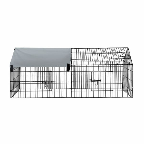 Chicken Coop Run Rabbit Hutch Cat Dog Enclosure Crate Pet Cage Playpen Chook Pen Puppy Ferret Bunny House Kennel Roof Cover Metal L Size