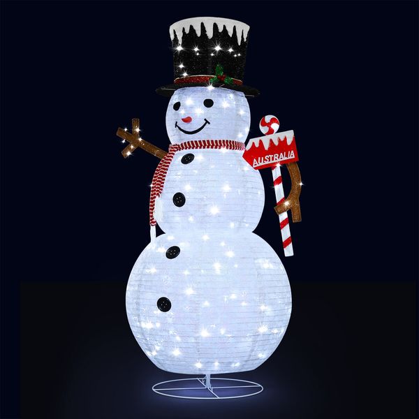 180cm Christmas LED Light Snowman Decoration Strip Home Display Xmas Outdoor House Holiday Ornaments Folding 8 Flickering Effects