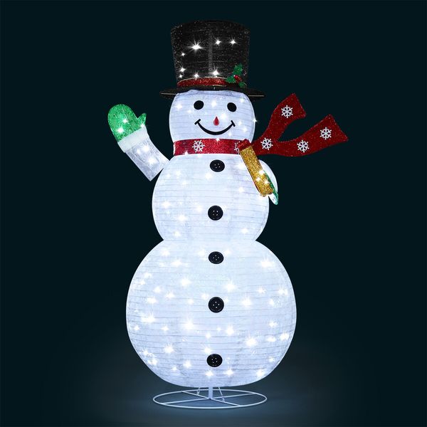 180cm Christmas Light Snowman Decoration 200 LED Strip Home Display Outdoor Xmas Holiday House Ornament Folding 8 Flickering Effects