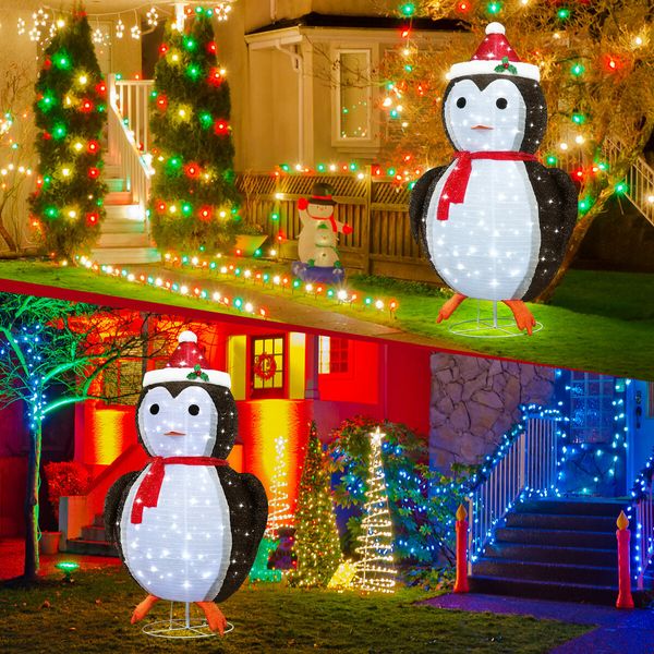 180cm Penguin Christmas Light LED Strip Xmas Decoration Home Display Outdoor House Holiday Ornament Folding 8 Flickering Effects