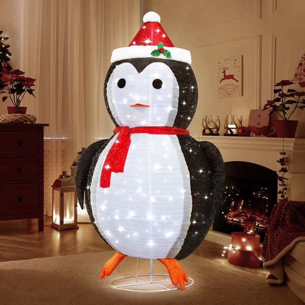 180cm Penguin Christmas Light LED Strip Xmas Decoration Home Display Outdoor House Holiday Ornament Folding 8 Flickering Effects