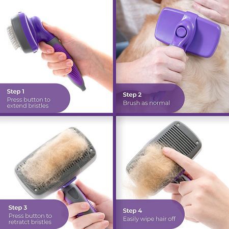 Self-Cleaning Slicker Brush for Dogs and Cats Pet Grooming Dematting Brush Easily Removes Mats, Tangles