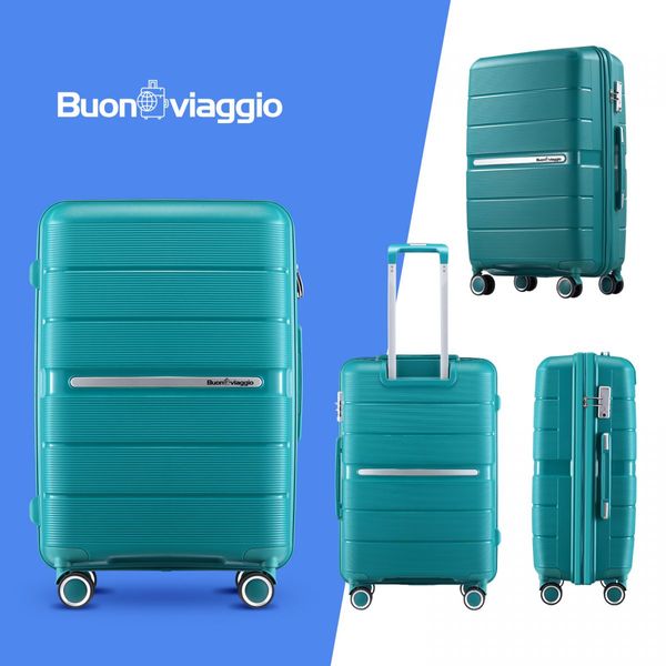 Carry On Luggage Set PP Travel Suitcase 3 PCS Hard Lightweight Rolling Aluminium Trolley Spinner Wheels TSA Lock Double Zipper Glossy Dark Green