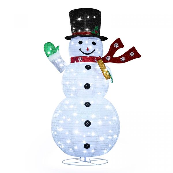 180cm Christmas Light Snowman Decoration 200 LED Strip Home Display Outdoor Xmas Holiday House Ornament Folding 8 Flickering Effects