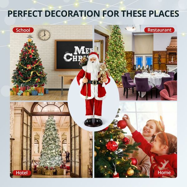 Solight 150cm Animated Singing Dancing Santa Claus Figurine Rocking Christmas Decoration Musical Display Figure Collapsible